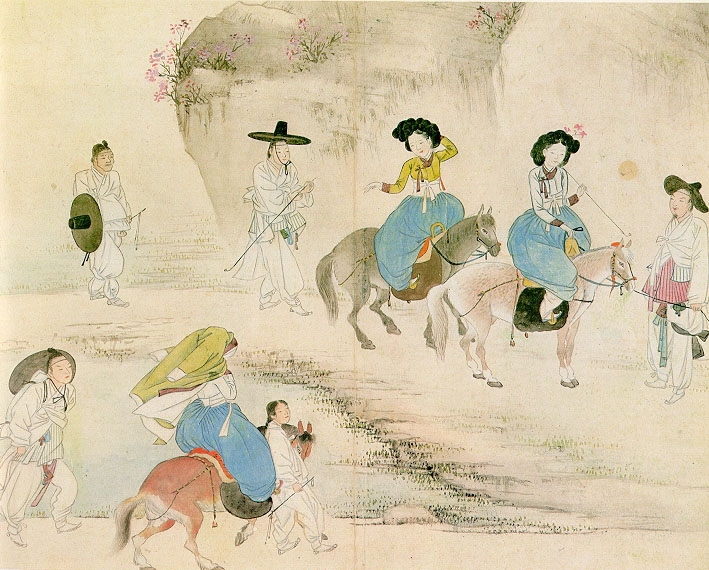 《蕙園風俗圖帖》中的《年少踏青》（圖片：公有領域）